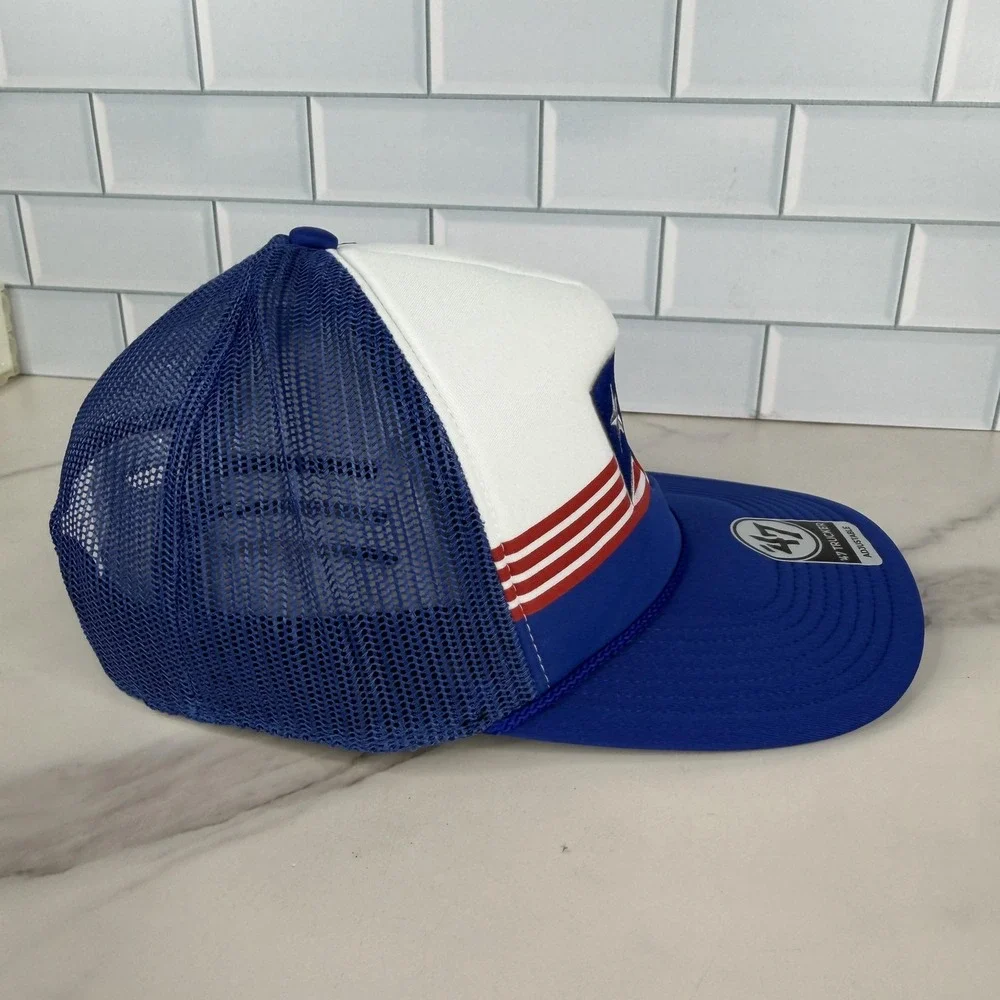 Texas Rangers Hat Cap Snap Back Mens One Size Blue White MLB Baseball 47 Trucker